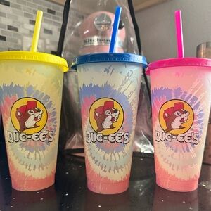 Color changing Buc-ee's Tie-Dye Tumbler Set with Lids and Straws